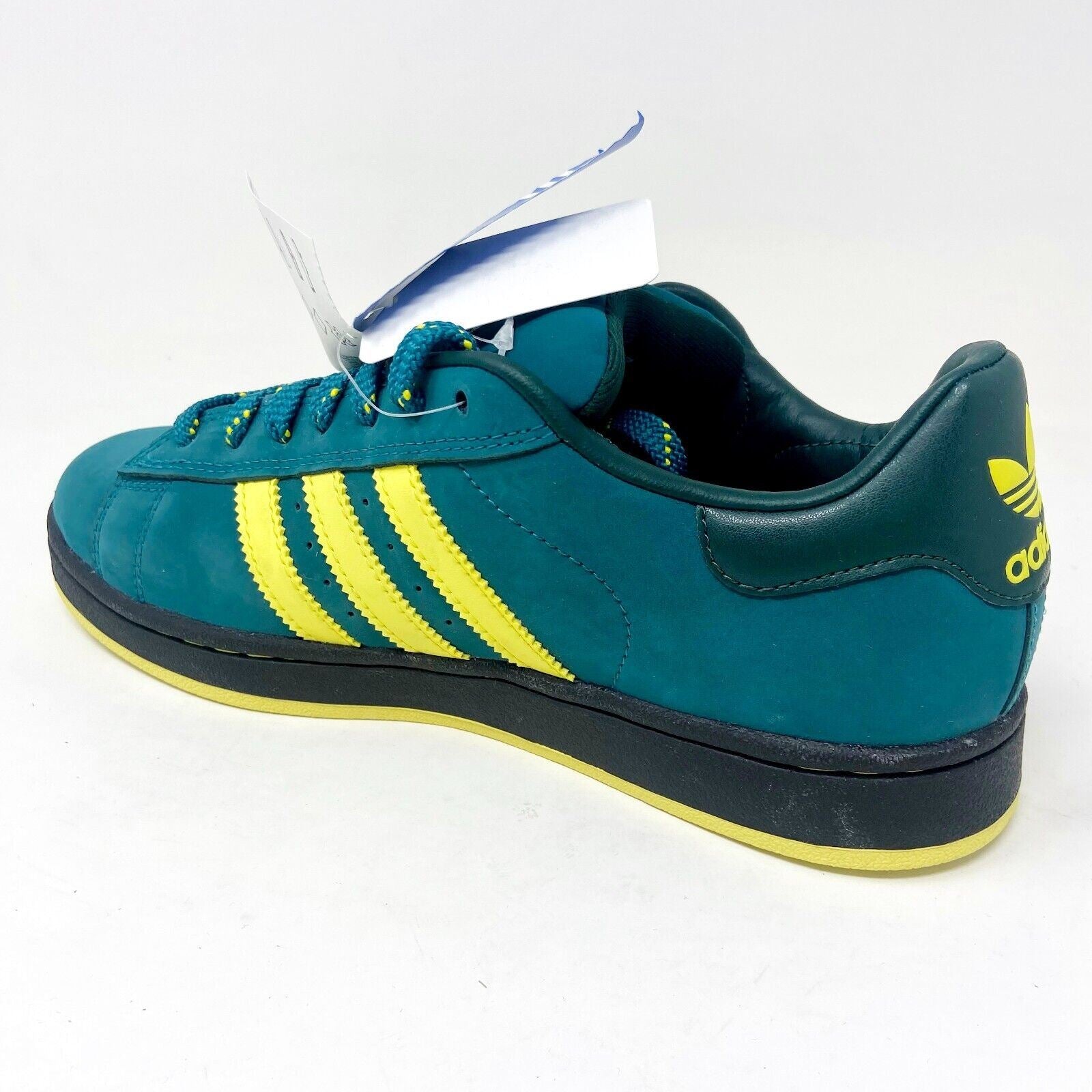 Adidas Originals Campus ST Green Yellow Mens Retro Leather Sneakers 078838