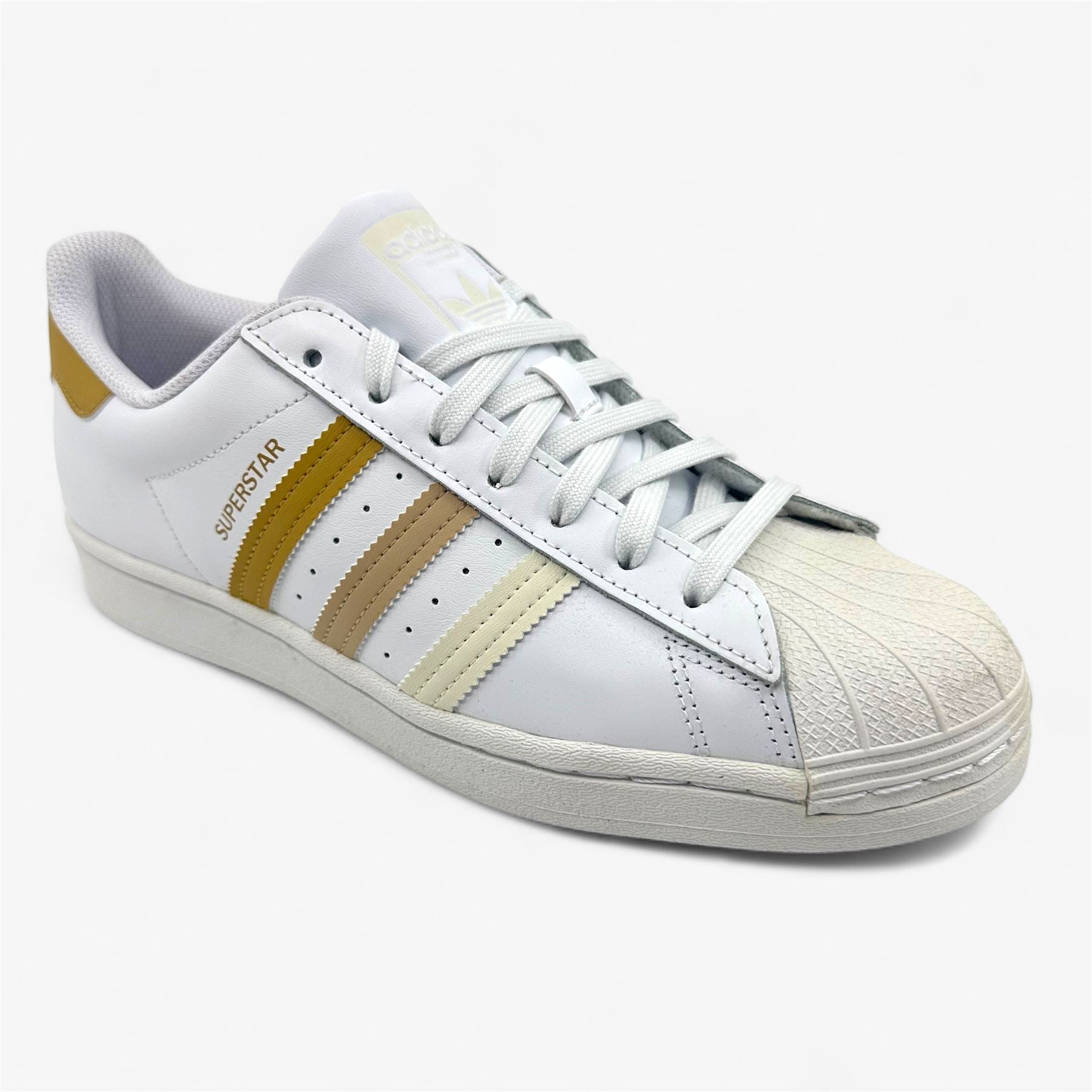 Adidas Superstar White Golden Beige Mens Athletic Sneaker (HP5500)