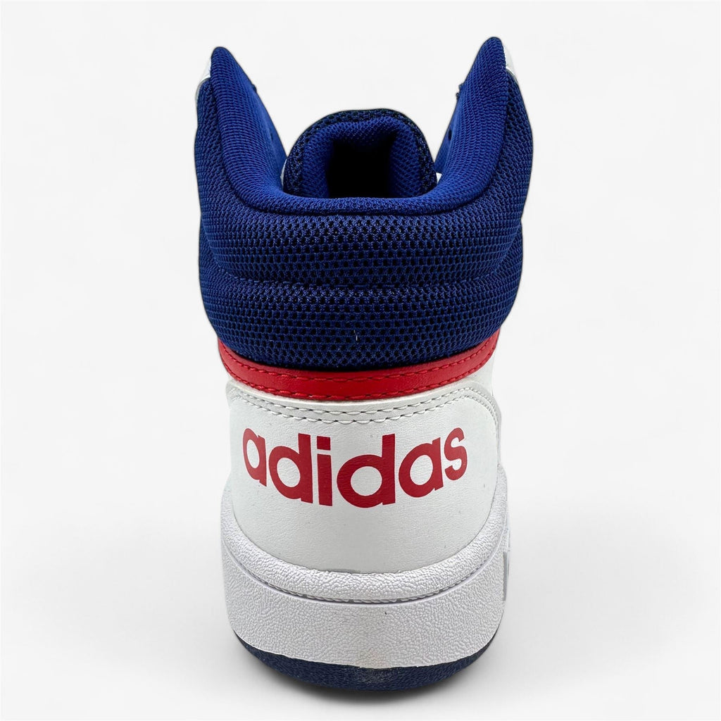 Adidas Hoops 3.0 Mid White Blue Red Kids Athletic Sneaker (GZ9647)