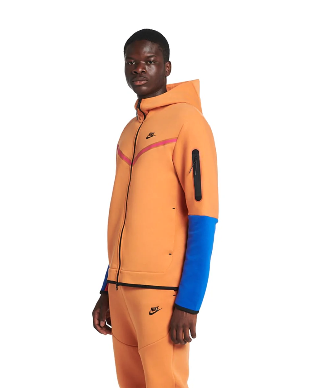 Men's Nike Sportswear Hot Curry/Pnk/Blu/Blck Tech Fleece Full-Zip Hoodie (CU4489 808)