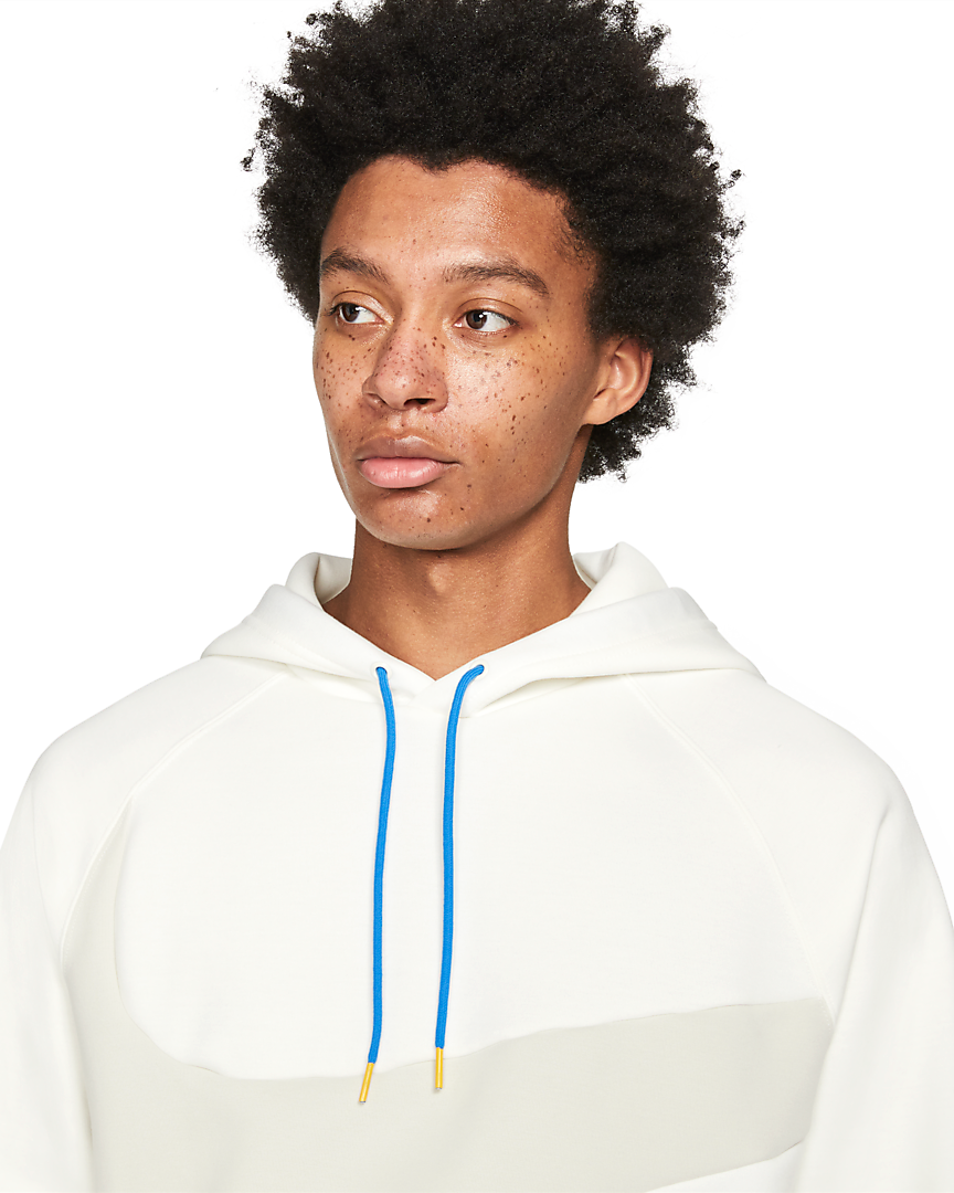Men's Nike White/Gray Sportswear Swoosh Tech Fleece Pullover Hoodie (DD8222-133)